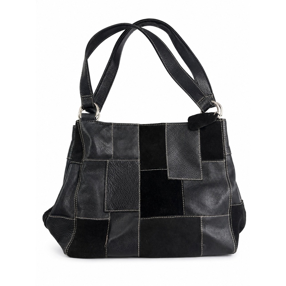 St. John's Bay Vintage Y2K Black Patchwork Leather Suede Shoulder Bag  Purse